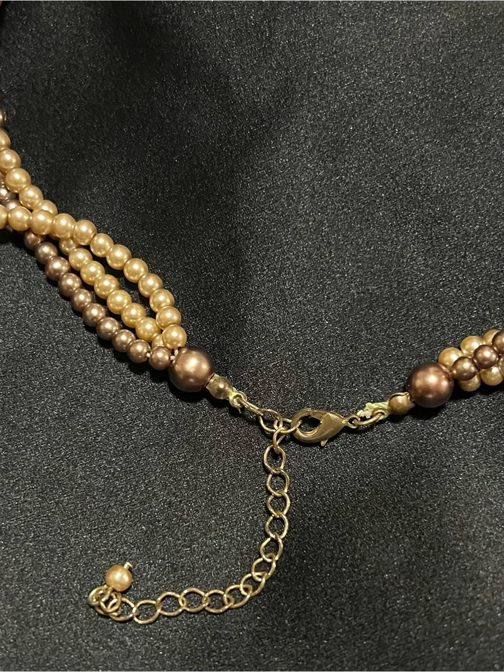 Roman RMN Bronze Champagne Faux Pearl Twisted Necklace